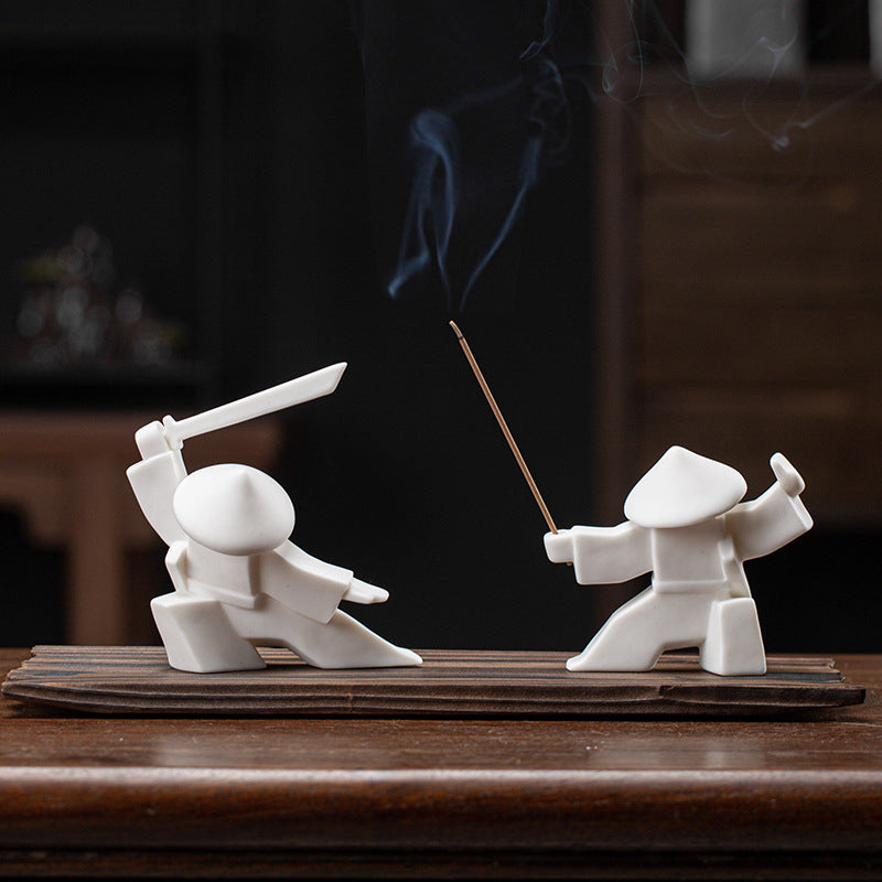 Modern Ceramic Swordsmen Incense Burner Samurai Spirit Incense Stick Holder