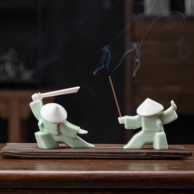 Modern Ceramic Swordsmen Incense Burner Samurai Spirit Incense Stick Holder