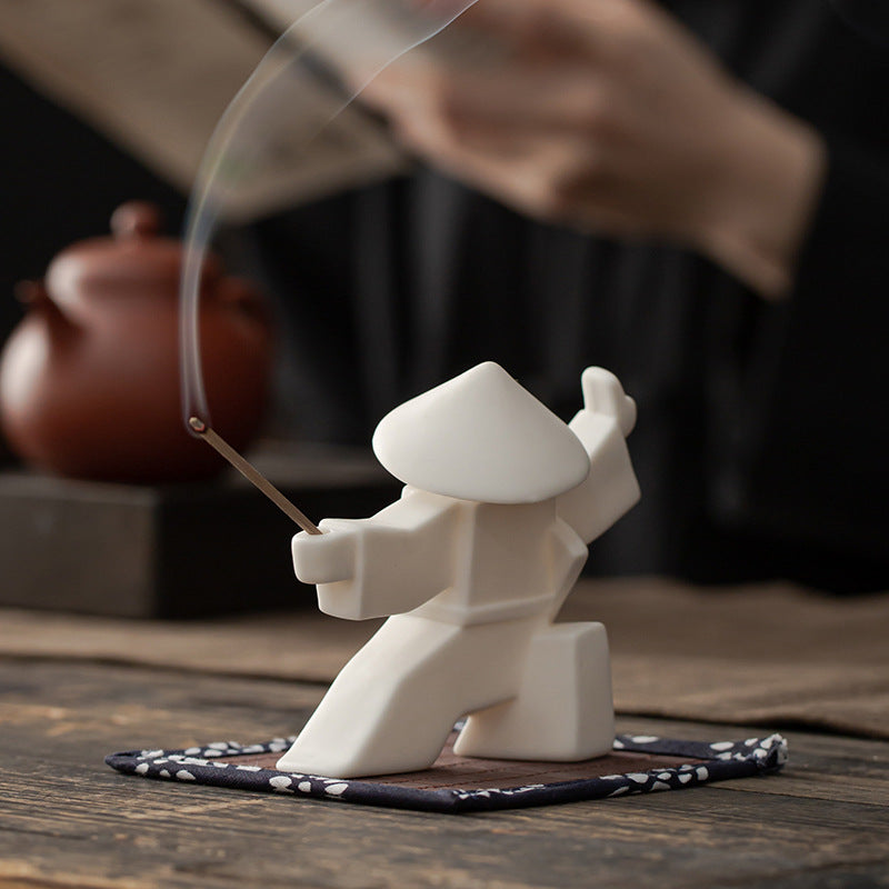 Modern Ceramic Swordsmen Incense Burner Samurai Spirit Incense Stick Holder