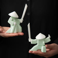 Modern Ceramic Swordsmen Incense Burner Samurai Spirit Incense Stick Holder