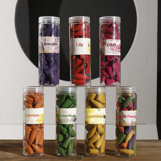 Mixed Floral Incense Cones Canned Backflow Cone Incense Rose Sandalwood