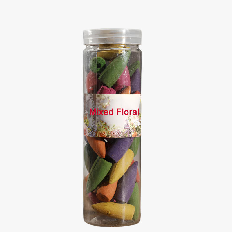 Mixed Floral Incense Cones Canned Backflow Cone Incense Rose Sandalwood