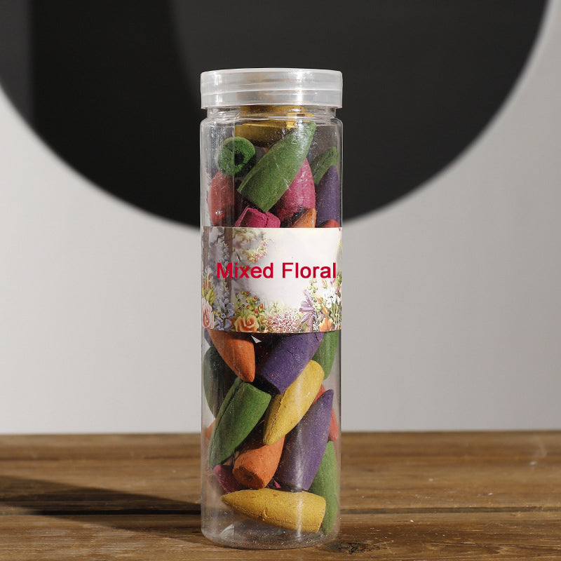 Mixed Floral Incense Cones Canned Backflow Cone Incense Rose Sandalwood